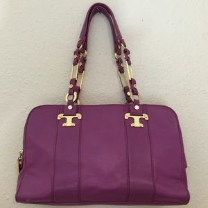 Tory Burch Fuchsia Leather Chain Large Satchel